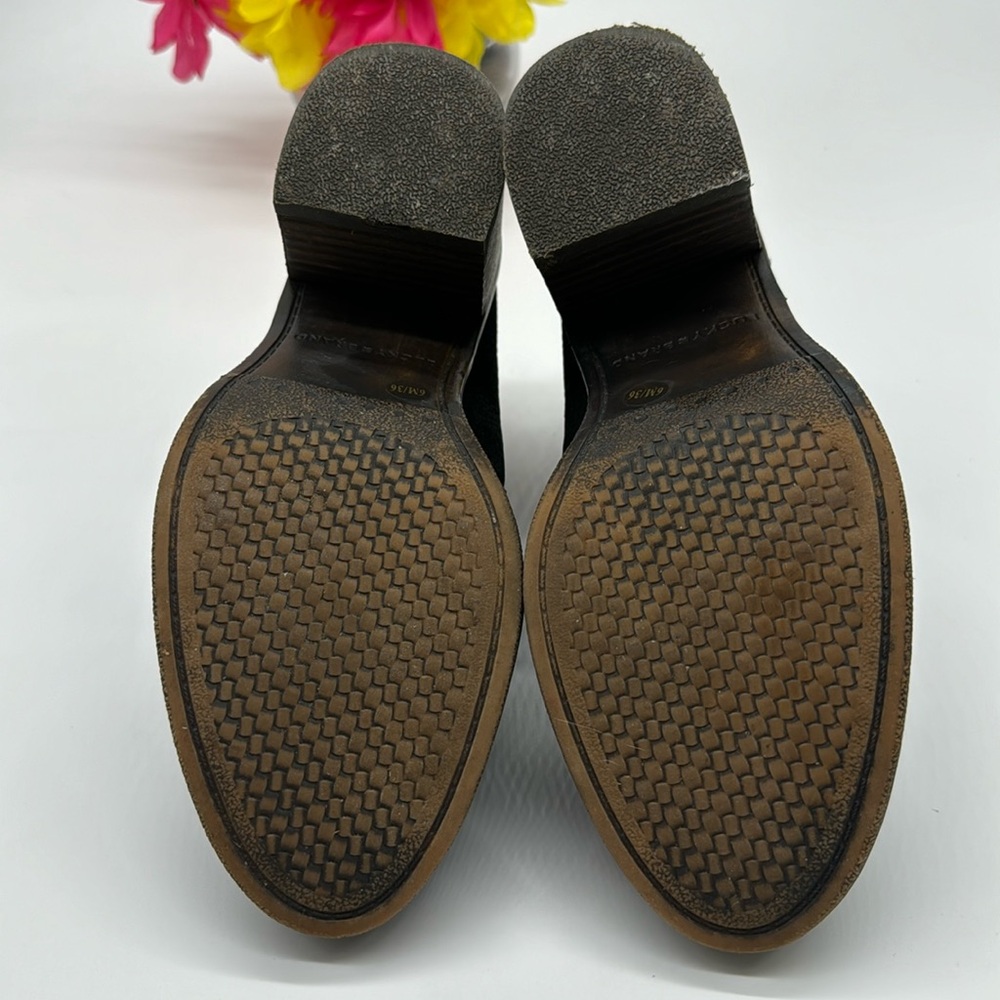 Lucky Brand Roquee Black Suede 2 zipper Ankle Bootie Size 6 BAB5897K - Picture 5 of 7